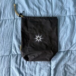 Black Drawstring Bag with Geometric Design